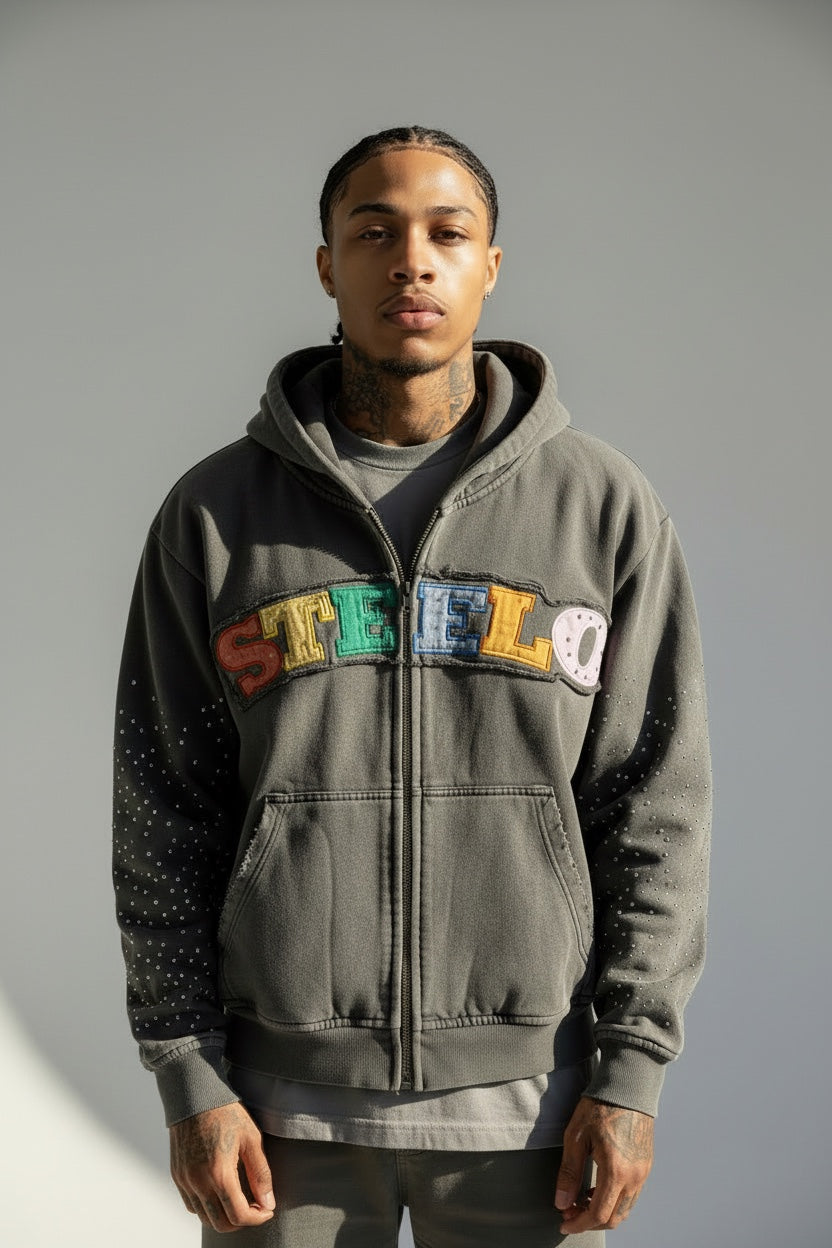 ASH BLACK "STEELO" ZIP UP