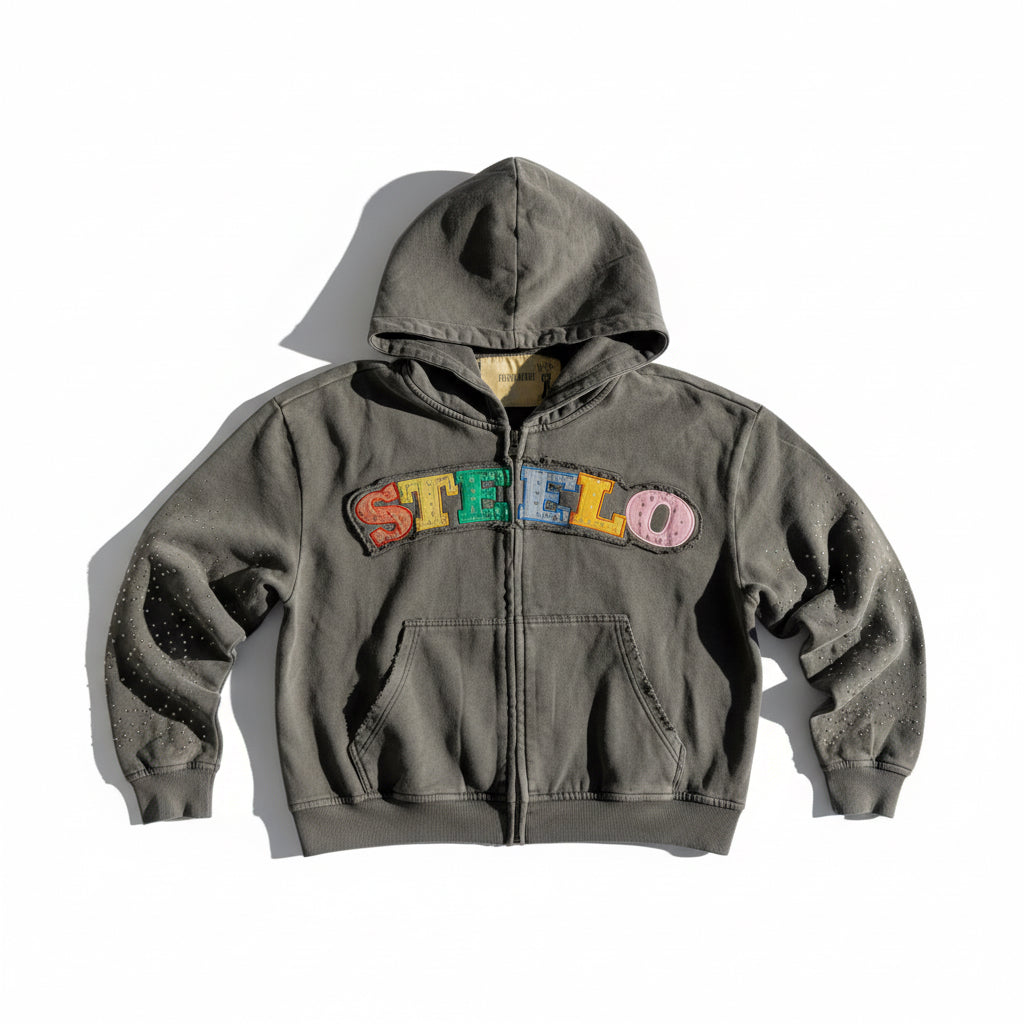 ASH BLACK "STEELO" ZIP UP