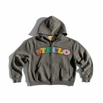 ASH BLACK "STEELO" ZIP UP
